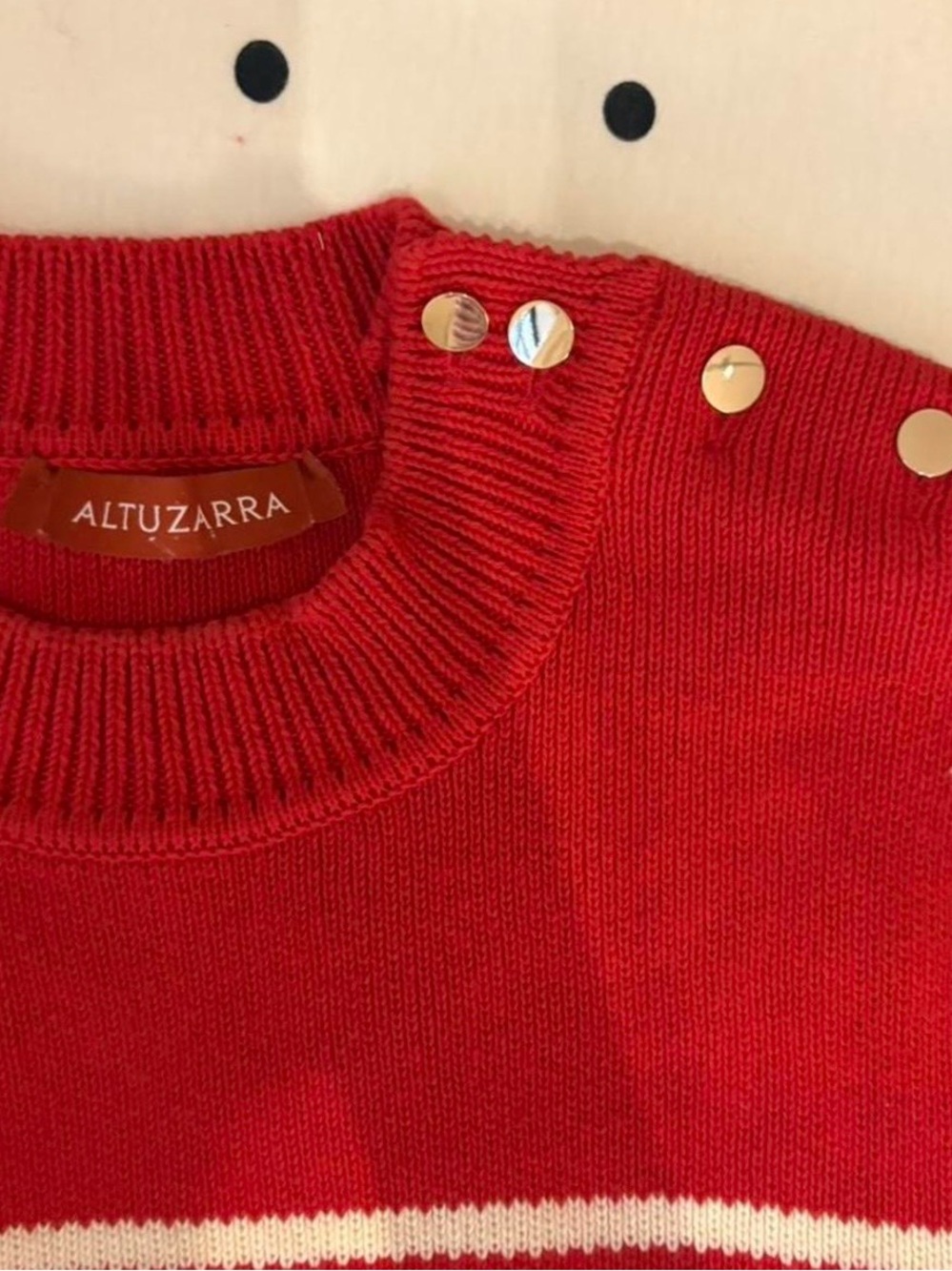 Altuzarra Oz Cotton-Cashmere Blend Striped Button-Shoulder Sweater - Picture 3 of 4